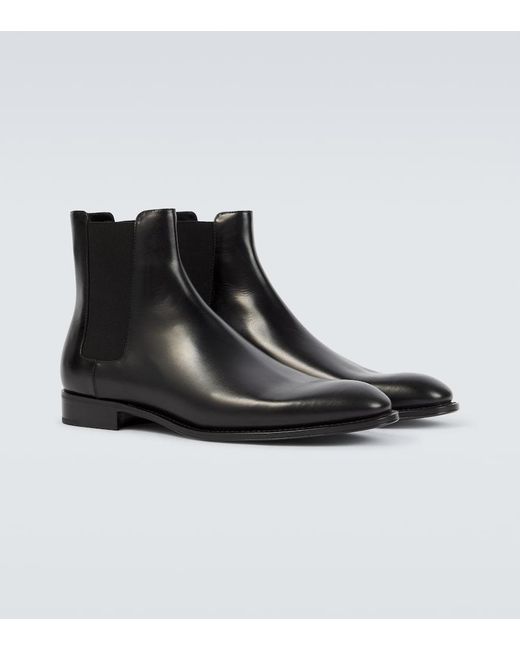 Saint Laurent Black Adrien Leather Chelsea Boots for men