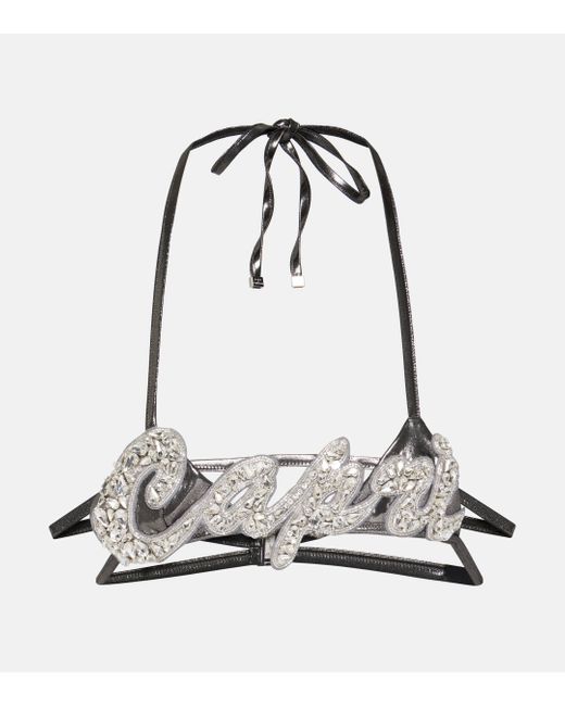 Dolce & Gabbana Black Capri Crystal-embellished Bra Top
