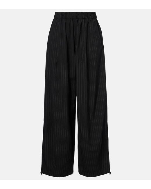 Frankie Shop Black Oakdale Pinstripe Wide-Leg Pants