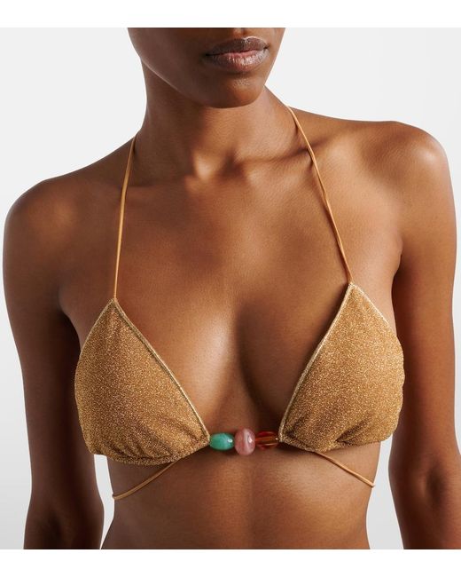 Oseree White Lumiere Beaded Bikini