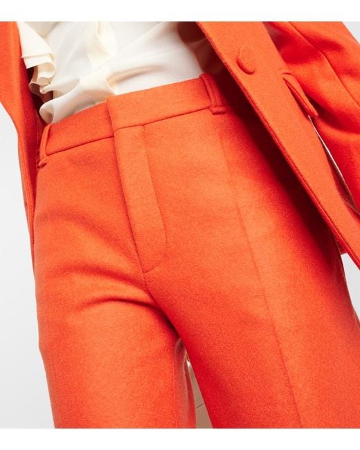Pantalones de jersey de lana y cachemir Chloé de color Orange