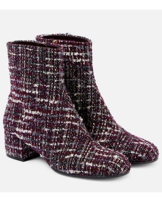 Gianvito Rossi Purple 45 Boucle Ankle Boots