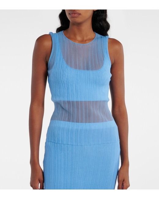 Jonathan Simkhai Blue Oakley Sheer Tank Top