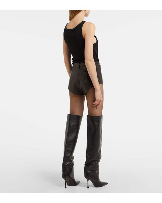 Magda Butrym Black High-Rise Leather Shorts