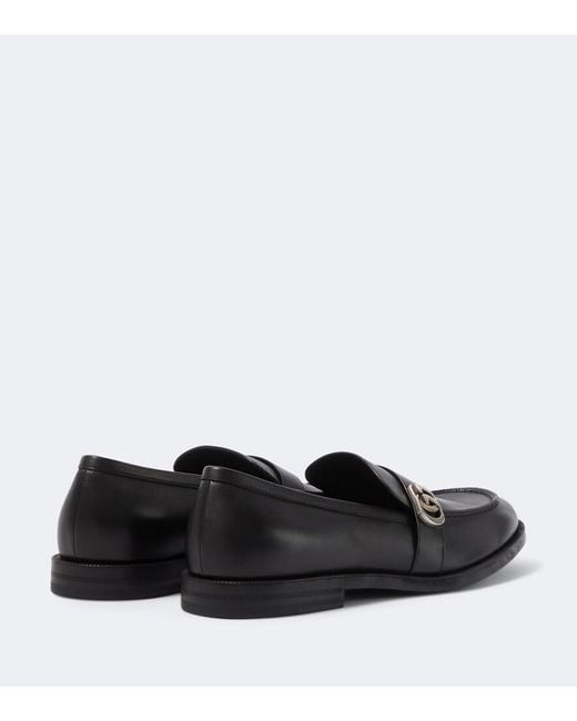 Gucci Black Double G Leather Loafers for men
