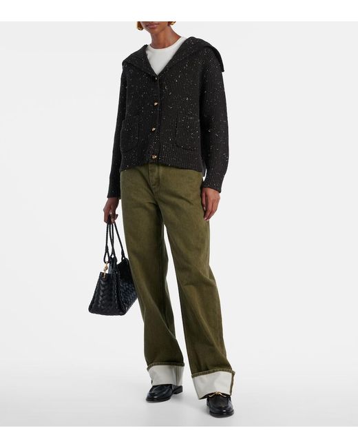 Bottega Veneta Black Ribbed-Knit Wool-Blend Cardigan