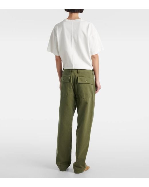 The Row Green Gerade Mid-Rise-Hose Vendula Aus Baumwolle