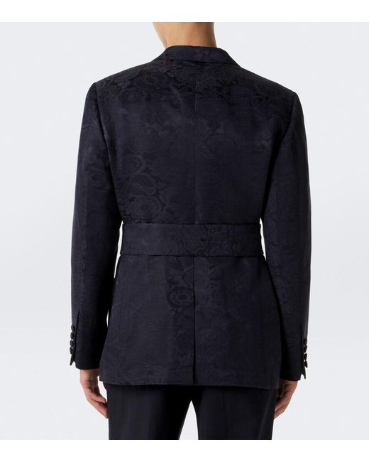 Valentino Black Floral Jacquard Linen And Silk Blazer for men