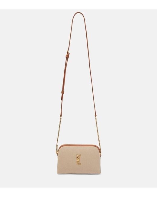 Saint Laurent Natural Gaby Leather-Trimmed Canvas Camera Bag