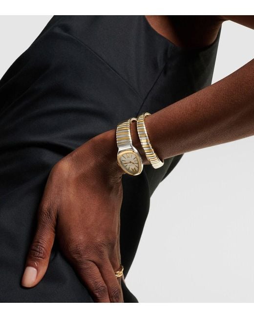BVLGARI Metallic Serpenti Tubogas Embellished 18Kt And Stainless Steel Watch