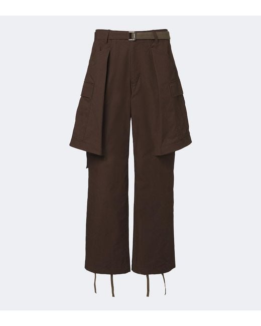 Sacai Brown Cotton-Blend Ripstop Cargo Pants for men
