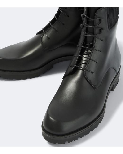 Christian Louboutin Black Trapman Tct 2 Leather Lace-Up Boots for men