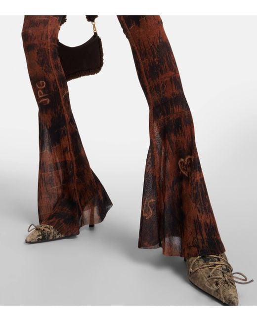 Jean Paul Gaultier Brown X Knwls Printed Jersey Flared leggings