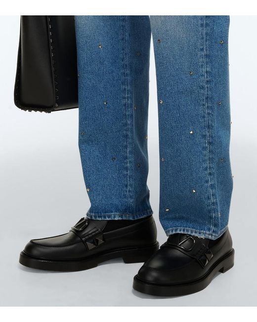 Valentino Blue Rockstud Spike Straight Jeans for men