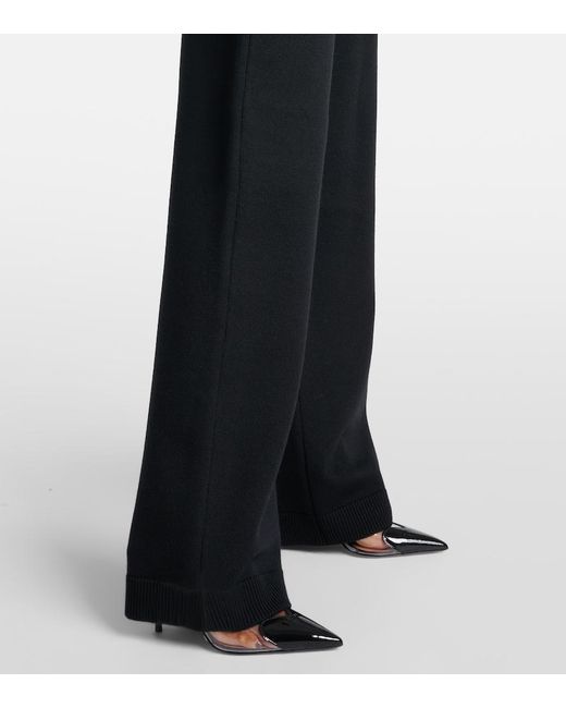 Alaïa Black High-Rise Wool-Blend Straight Pants