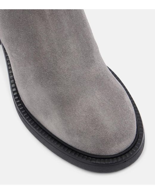 Tod's Black 60 Shearling-Trimmed Suede Ankle Boots