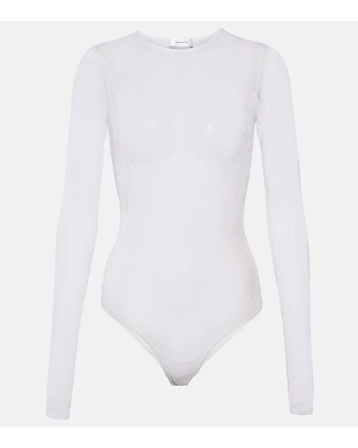 Body Chantilly in pizzo floreale di Wardrobe NYC in White