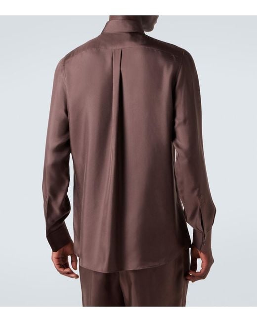 Dolce & Gabbana Brown Silk Twill Dress Shirt for men