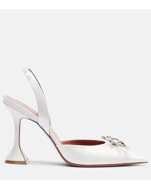 AMINA MUADDI Pink Rosie 95 Satin Slingback Pumps