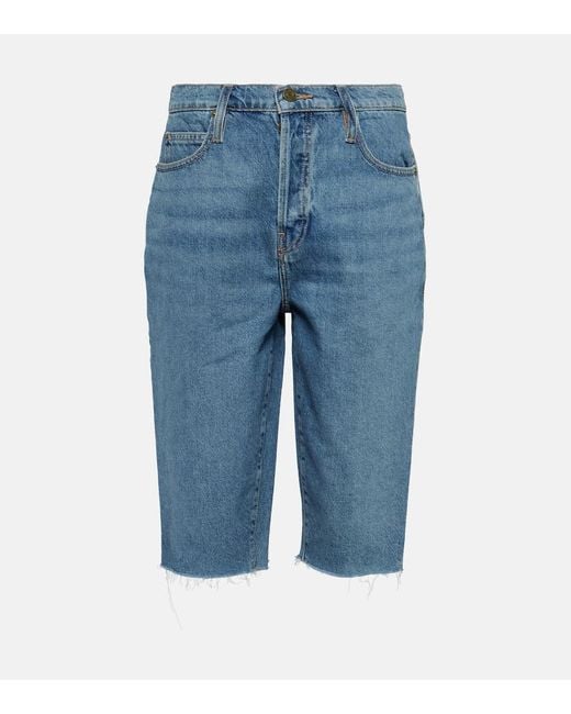 FRAME Blue The Cycling Denim Shorts