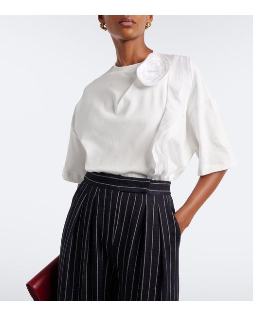 Max Mara White Floral-Applique Cotton Jersey T-Shirt
