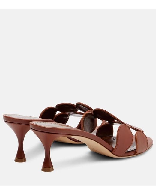 Manolo Blahnik Brown Haribalmu 50 Leather Mules