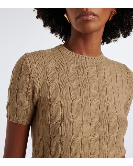 Ralph Lauren Brown Cable-Knit Cashmere Sweater