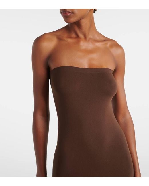 Wolford Brown Fatal Strapless Jersey Maxi Dress