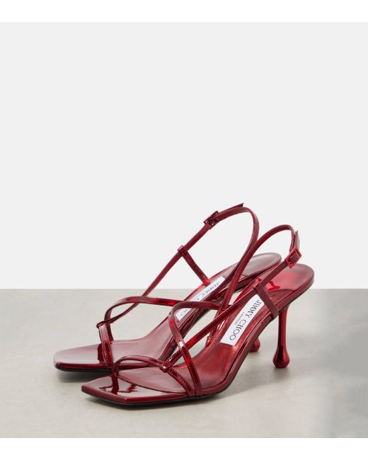 Jimmy Choo Red Etana 80 Leather Sandals