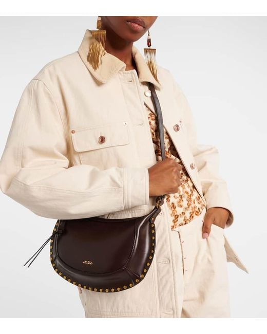 Isabel Marant Black Oskan Moon Small Leather Shoulder Bag