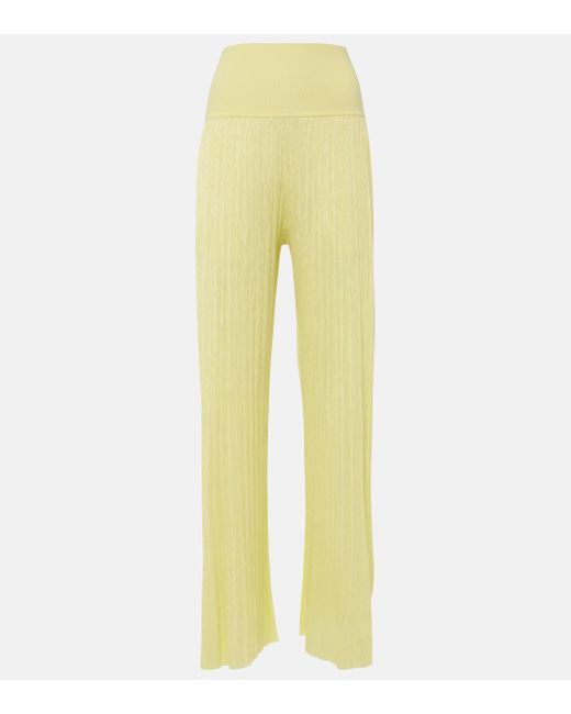 Alaïa Yellow Pleated High-rise Jersey Straight Pants