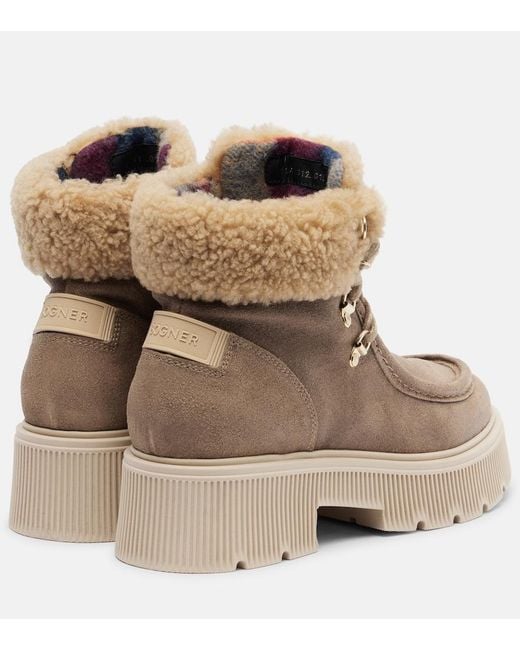 Bogner Turin Suede And Shearling Lace-Up Boots in Brown | Lyst