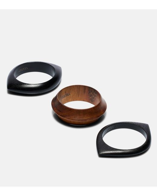 Set De 3 Pulseras De Madera Isabel Marant de color Black