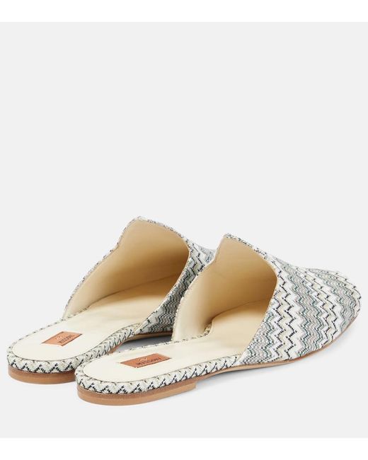 Missoni White Zig Zag Canvas Mules