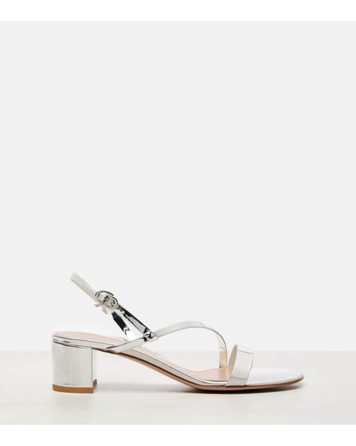 Gianvito Rossi Natural Sandalen 45 Aus Metallic-Leder