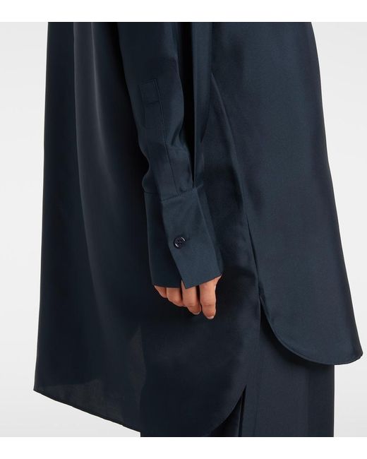 Rohe Blue Oversized Silk Satin Shirt