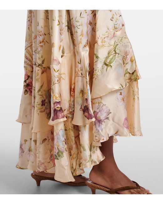 Camilla Natural Embellished Printed Silk Maxi Dress