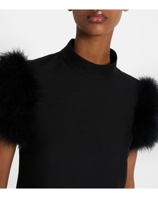 Valentino Black Minikleid Aus Crepe Couture Mit Federn