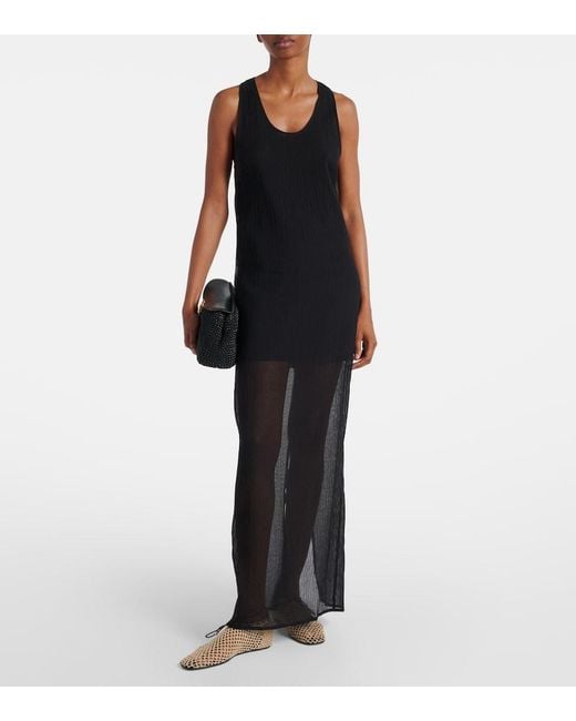 Totême Black Semi-Sheer Cotton And Silk Maxi Dress