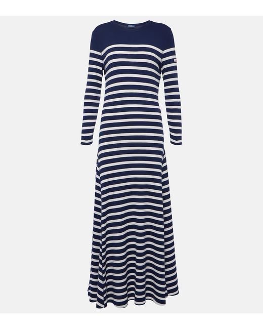 Polo Ralph Lauren Blue Striped Knitted Maxi Dress