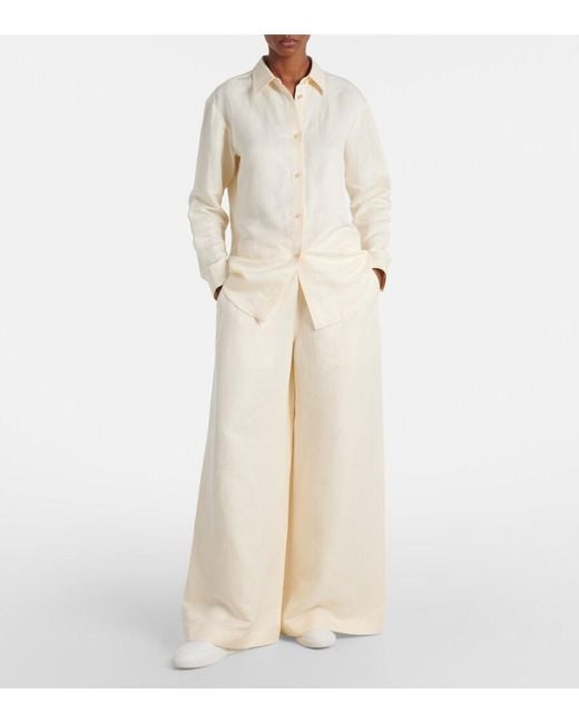 Gabriela Hearst White Gelos Linen And Silk Wide-Leg Pants