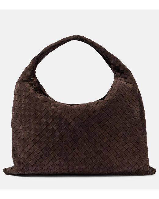 Bottega Veneta Brown Hop Intrecciato Large Suede Shoulder Bag
