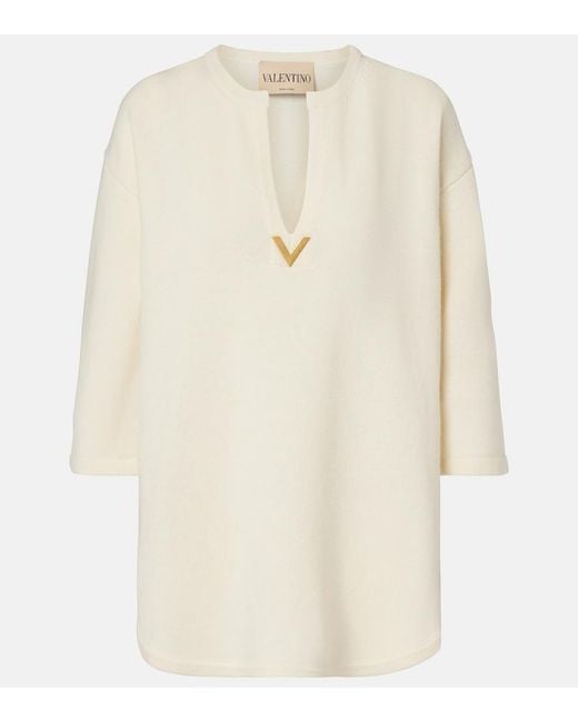 Valentino White Vgold Virgin Wool Sweater