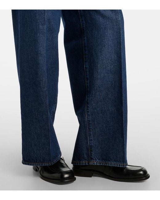 FRAME Blue High-Rise Wide-Leg Jeans