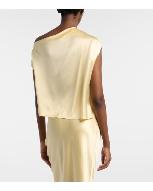 The Sei Metallic Draped Silk Satin Top