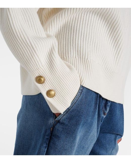 Brunello Cucinelli White Wool, Cashmere And Silk Sweater