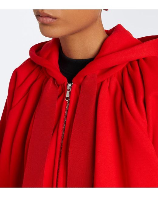 Patou Red Cotton Zip-Up Hoodie