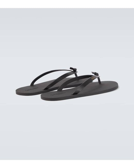 Saint Laurent Black Leather Thong Sandals for men