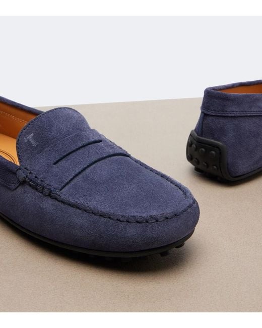 Tod's Blue Suede Driving Shoes