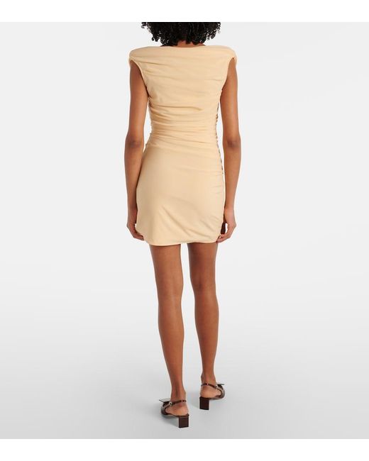 Jacquemus Natural La Robe Rita Gathered Jersey Mini Dress